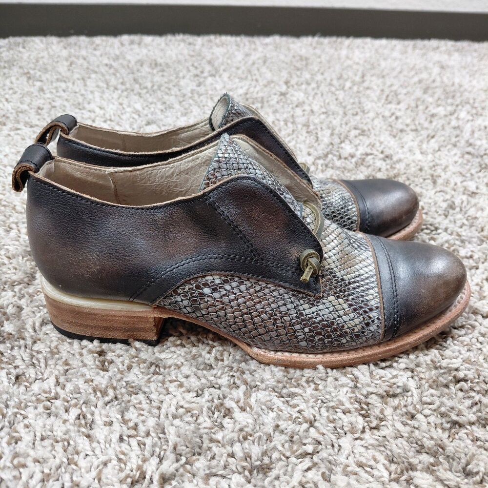 🦋FREEBIRD Metallic Snake-Print Oxford Shoes - Picture 3 of 8